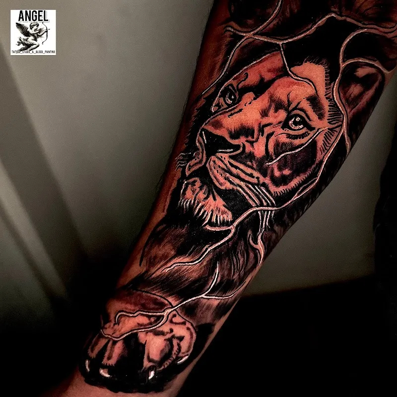 Angel tattoo studio and Blood painting Blood Art and Blood drawing