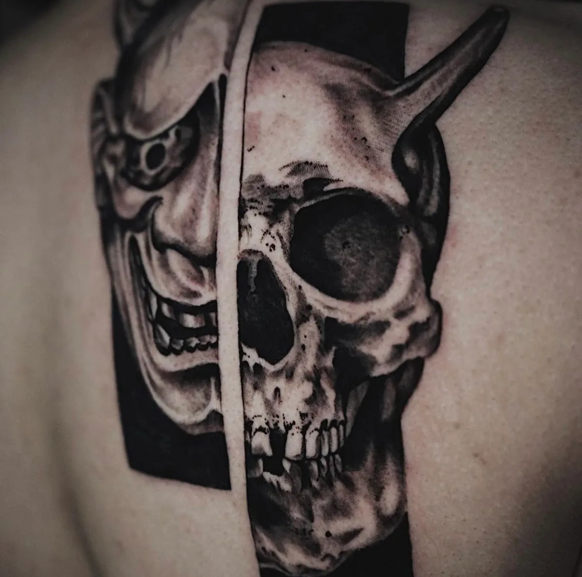 Skull and Lotus Tattoo