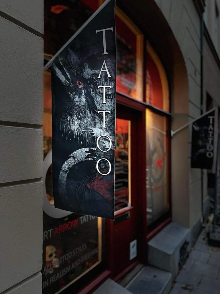 Art arrow tattoo Stockholm
