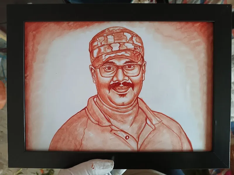 Blood art painting & pencil sketch