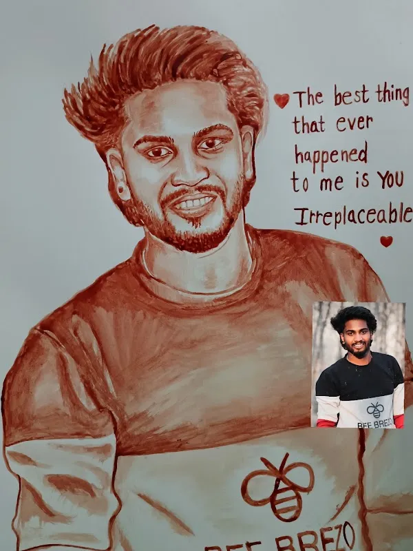 Blood art painting & pencil sketch