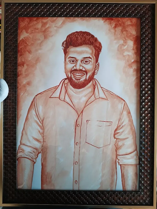 Blood art painting & pencil sketch