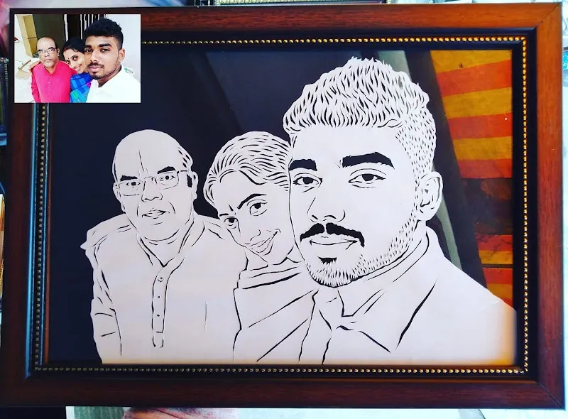 Blood art painting & pencil sketch
