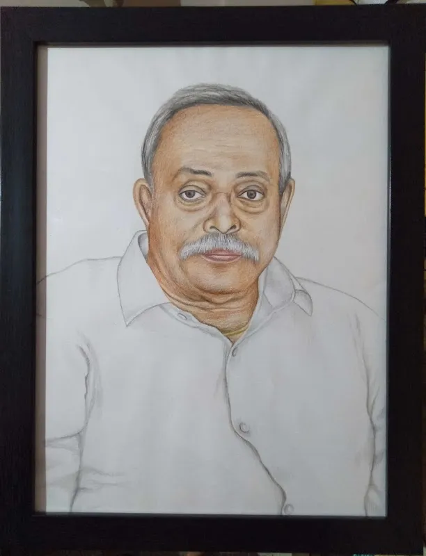 Blood art painting & pencil sketch