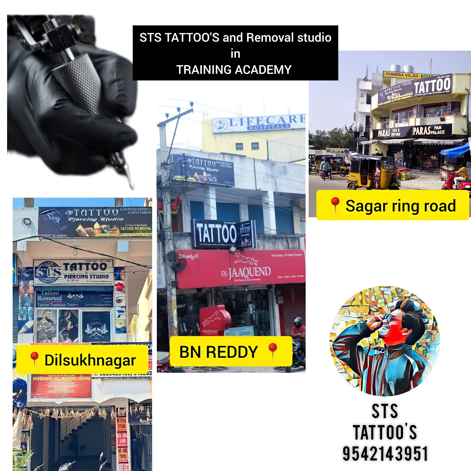 STS Tattoo's and Piercing & Removal studio TRAINING ACADEMY Dilsukhnagar